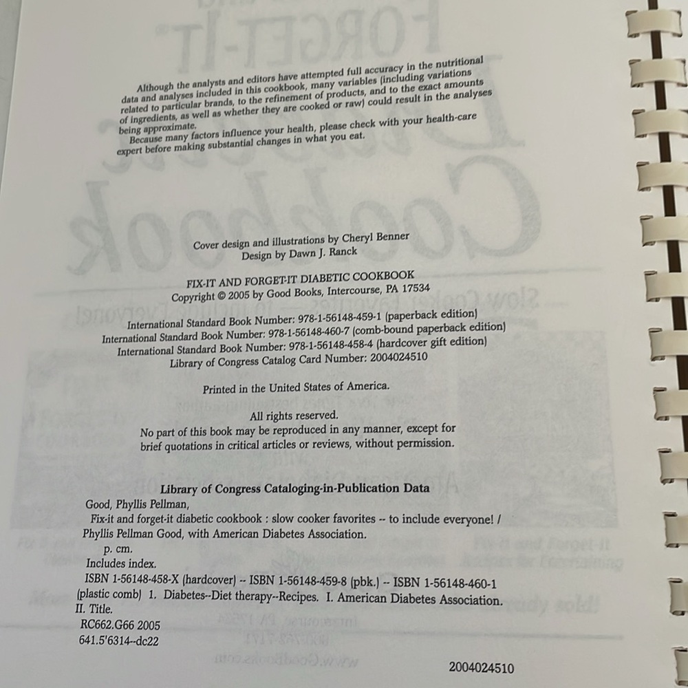 Fix-It And Forget-It Diabetic Cookbook - Picture 5 of 6